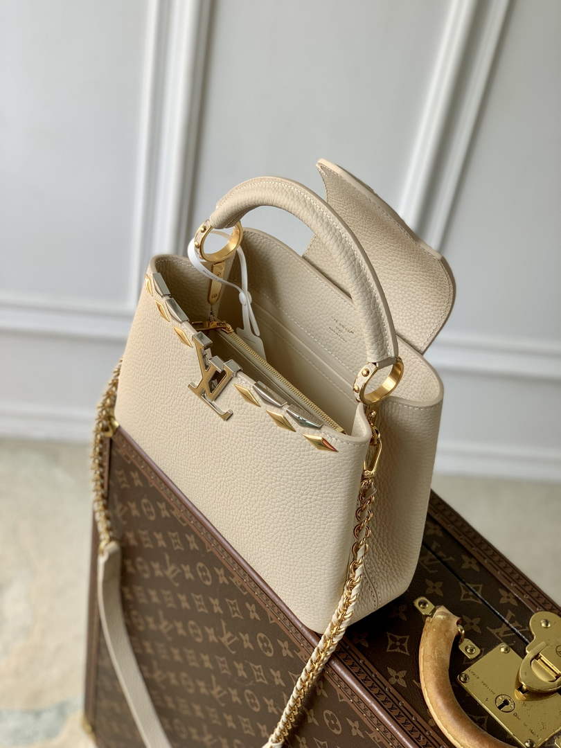 Louis Vuitton Capucines BB Bag, M24728 In Beige Taurillon Leather