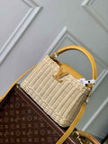 Louis Vuitton Capucines BB Bag, M24976 Yellow Rattan and cowhide leather