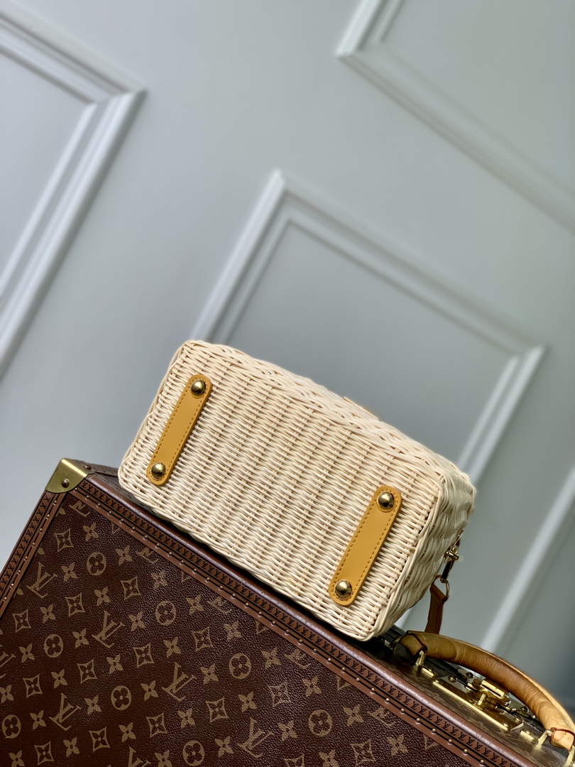 Louis Vuitton Capucines BB Bag, M24976 Yellow Rattan and cowhide leather