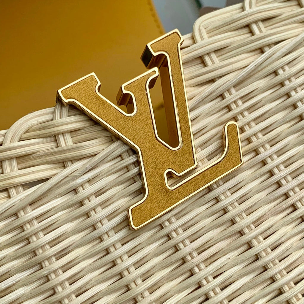 Louis Vuitton Capucines BB Bag, M24976 Yellow Rattan and cowhide leather