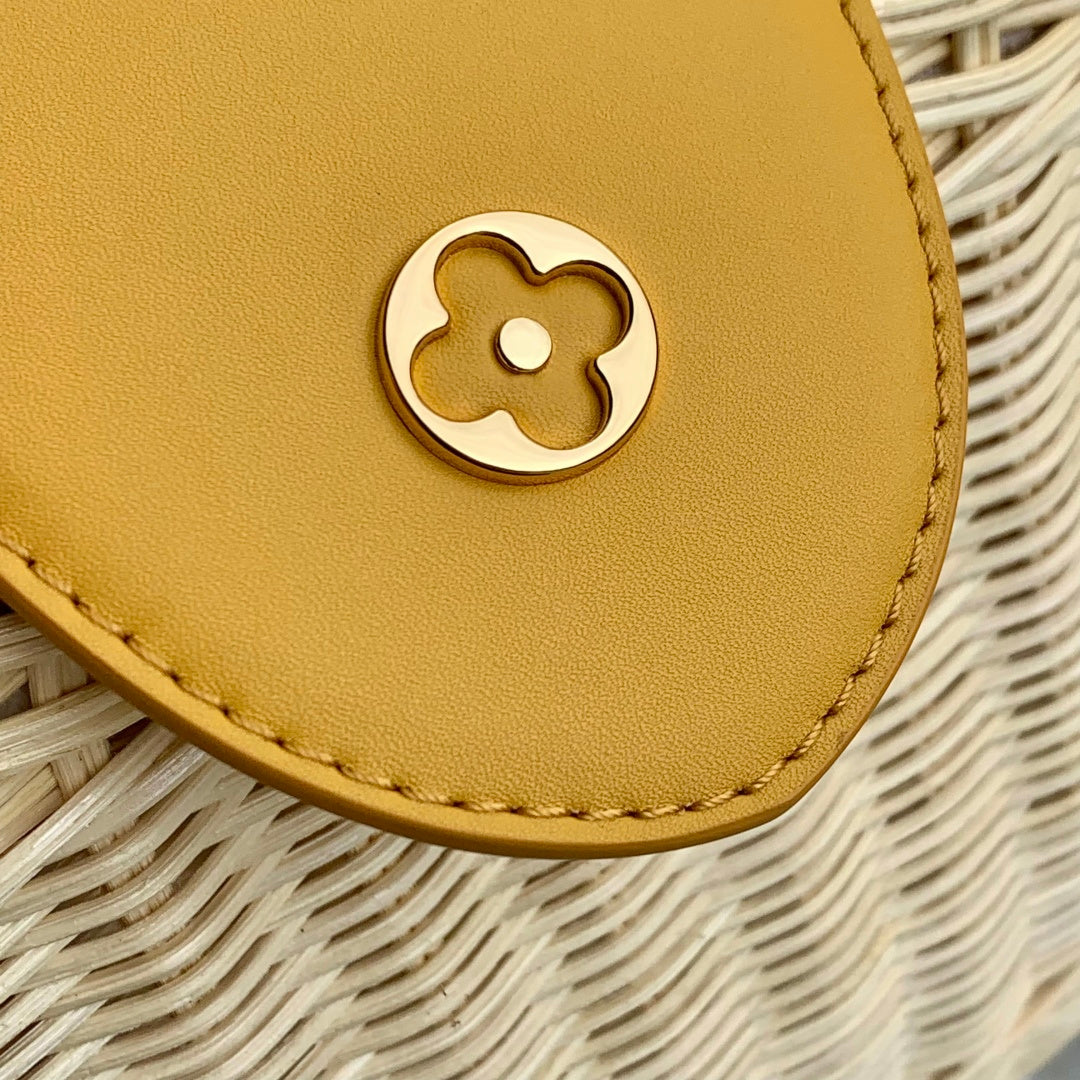 Louis Vuitton Capucines BB Bag, M24976 Yellow Rattan and cowhide leather