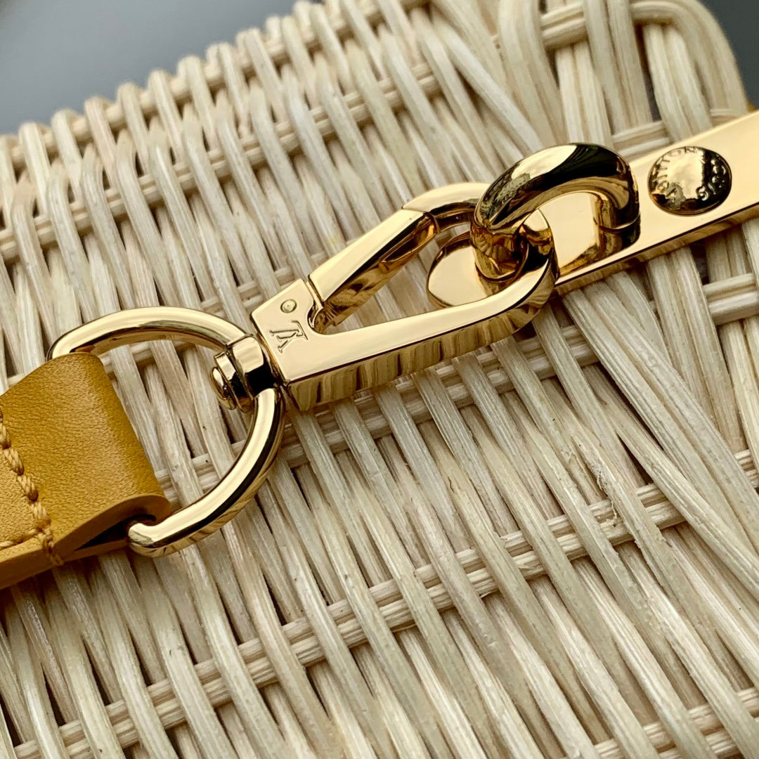 Louis Vuitton Capucines BB Bag, M24976 Yellow Rattan and cowhide leather