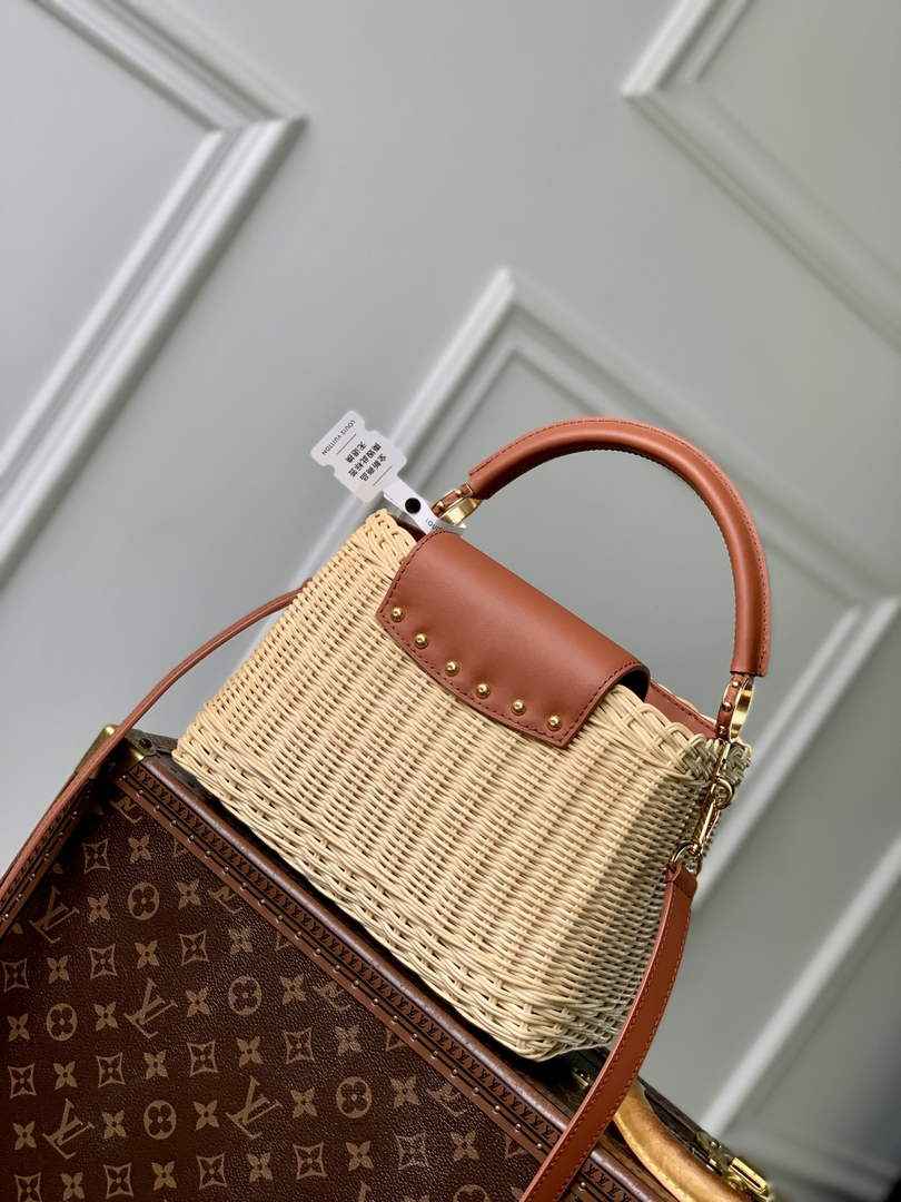 Louis Vuitton Capucines BB Bag, M26025 Brown Rattan and cowhide leather