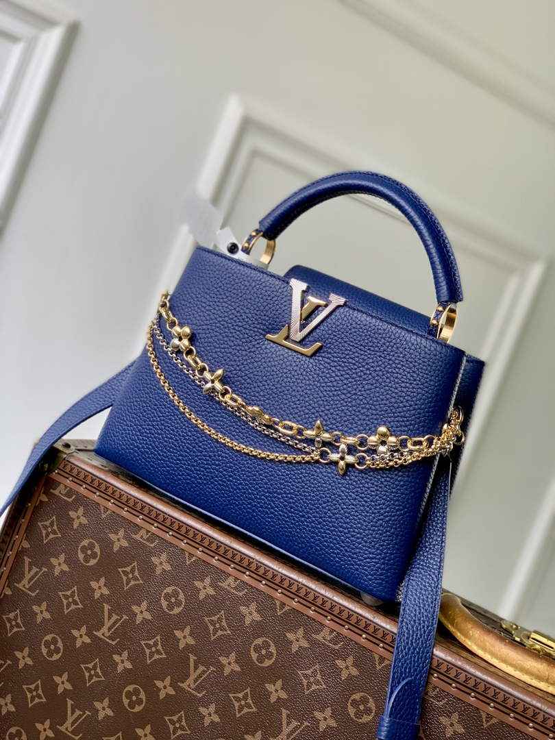 Louis Vuitton Capucines BB Bag, M52689 In Navy Taurillon Leather