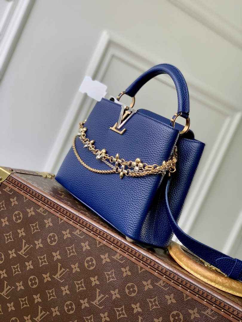 Louis Vuitton Capucines BB Bag, M52689 In Navy Taurillon Leather