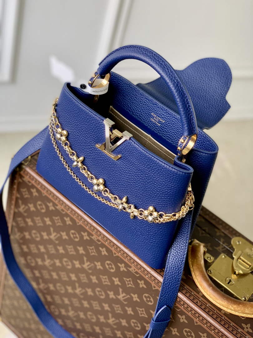 Louis Vuitton Capucines BB Bag, M52689 In Navy Taurillon Leather