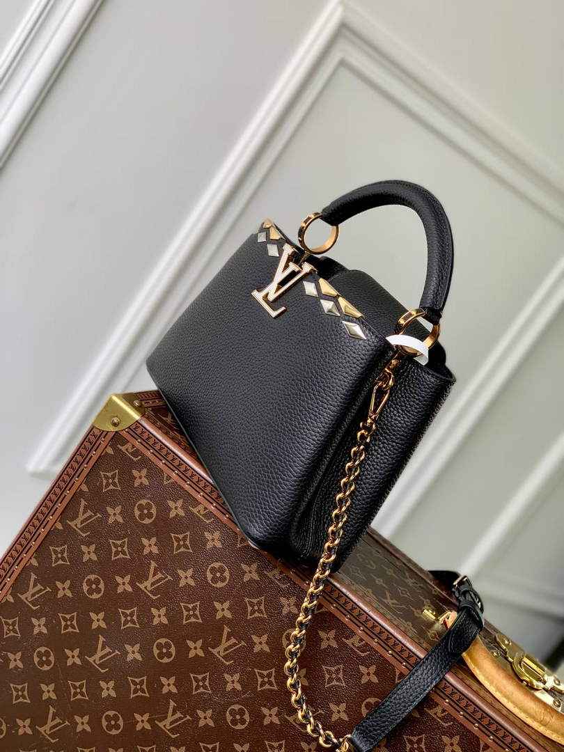 Louis Vuitton Capucines MM Bag, M12952 In Black Taurillon Leather