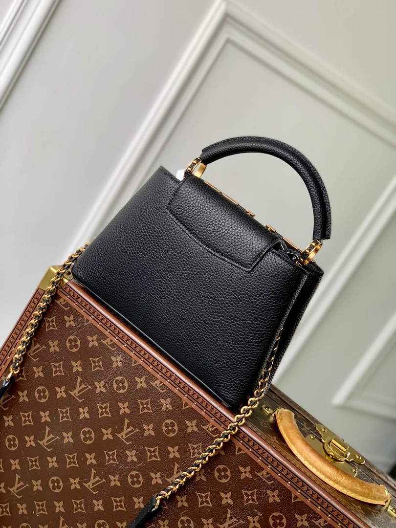 Louis Vuitton Capucines MM Bag, M12952 In Black Taurillon Leather