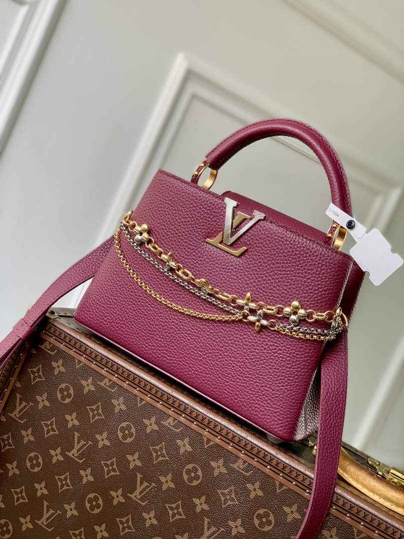 Louis Vuitton Capucines BB Bag, M52689 In Wine Red Taurillon Leather