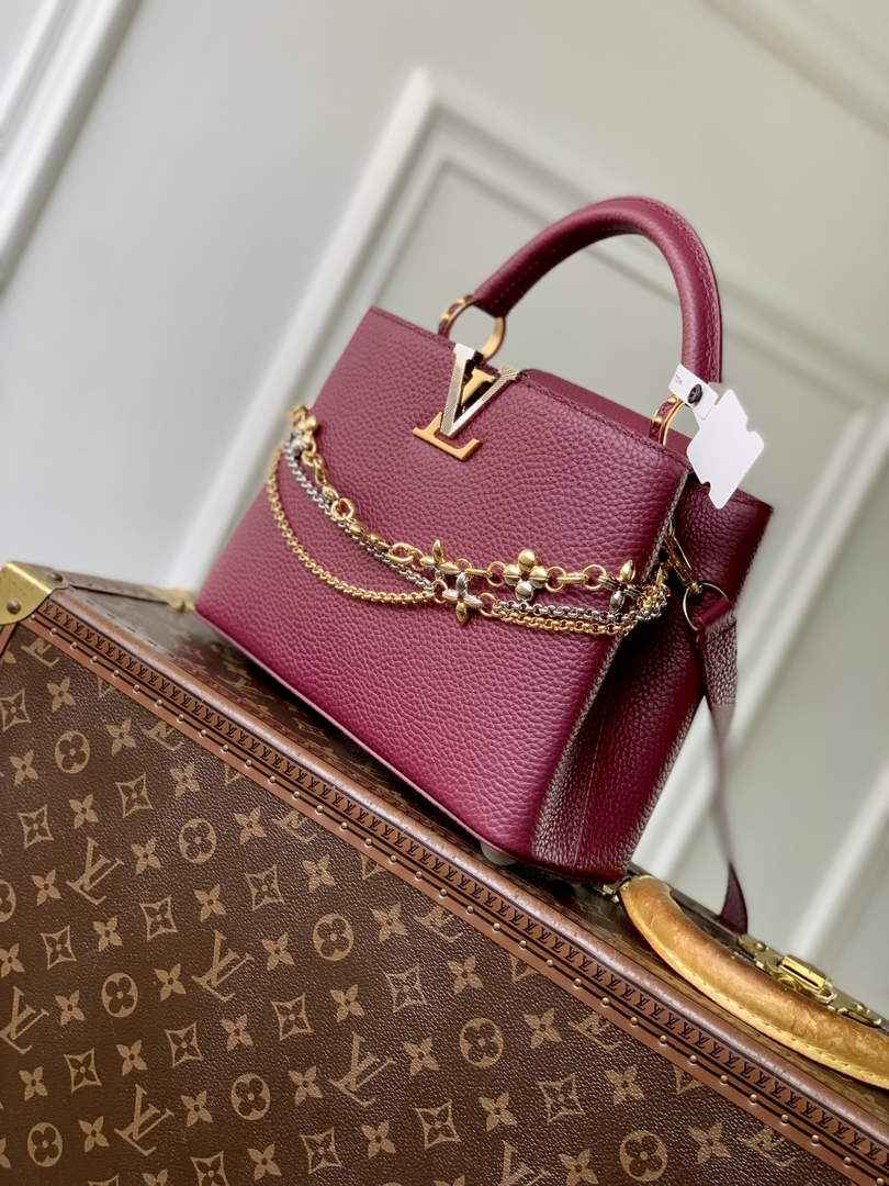 Louis Vuitton Capucines BB Bag, M52689 In Wine Red Taurillon Leather