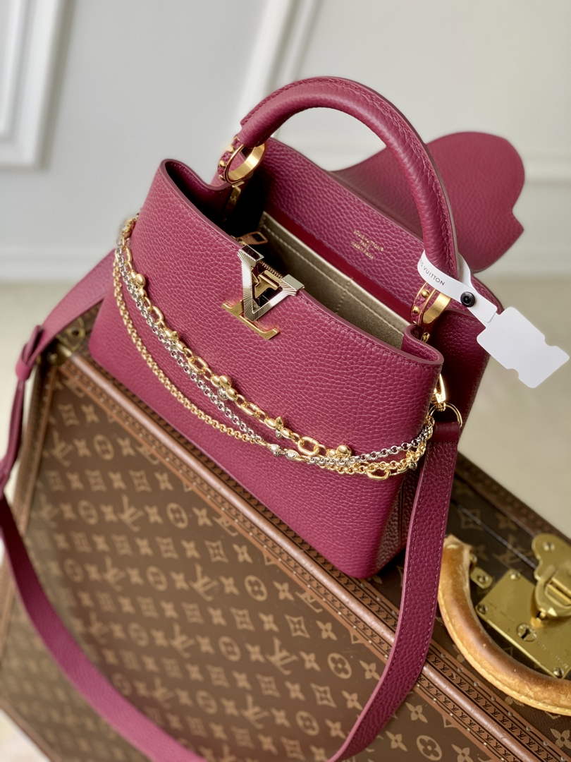 Louis Vuitton Capucines BB Bag, M52689 In Wine Red Taurillon Leather