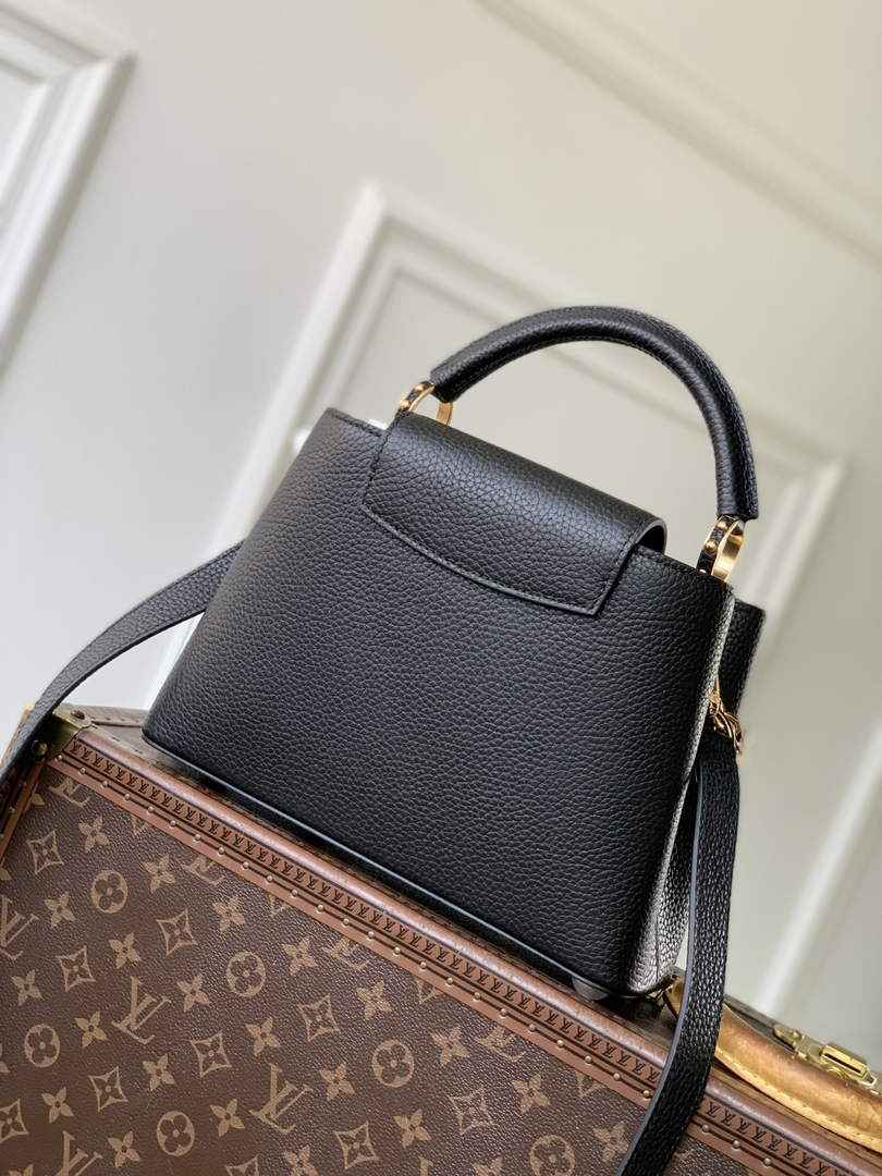 Louis Vuitton Capucines BB Bag, M52689 In Black Taurillon Leather Gold