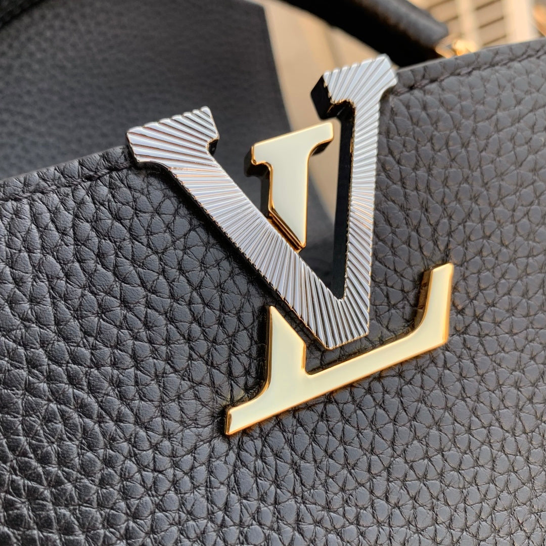 Louis Vuitton Capucines BB Bag, M52689 In Black Taurillon Leather Gold