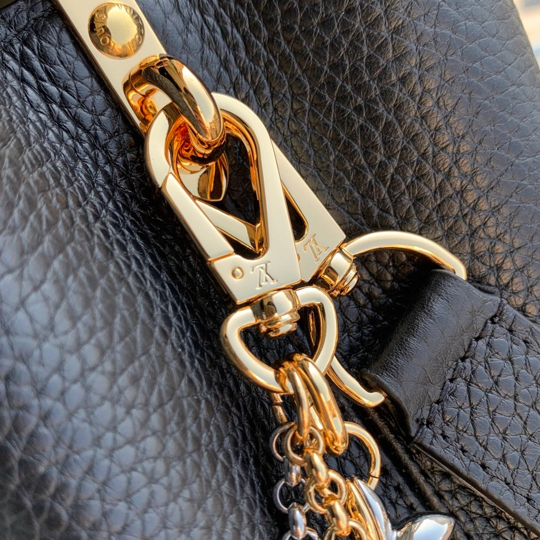 Louis Vuitton Capucines BB Bag, M52689 In Black Taurillon Leather Gold