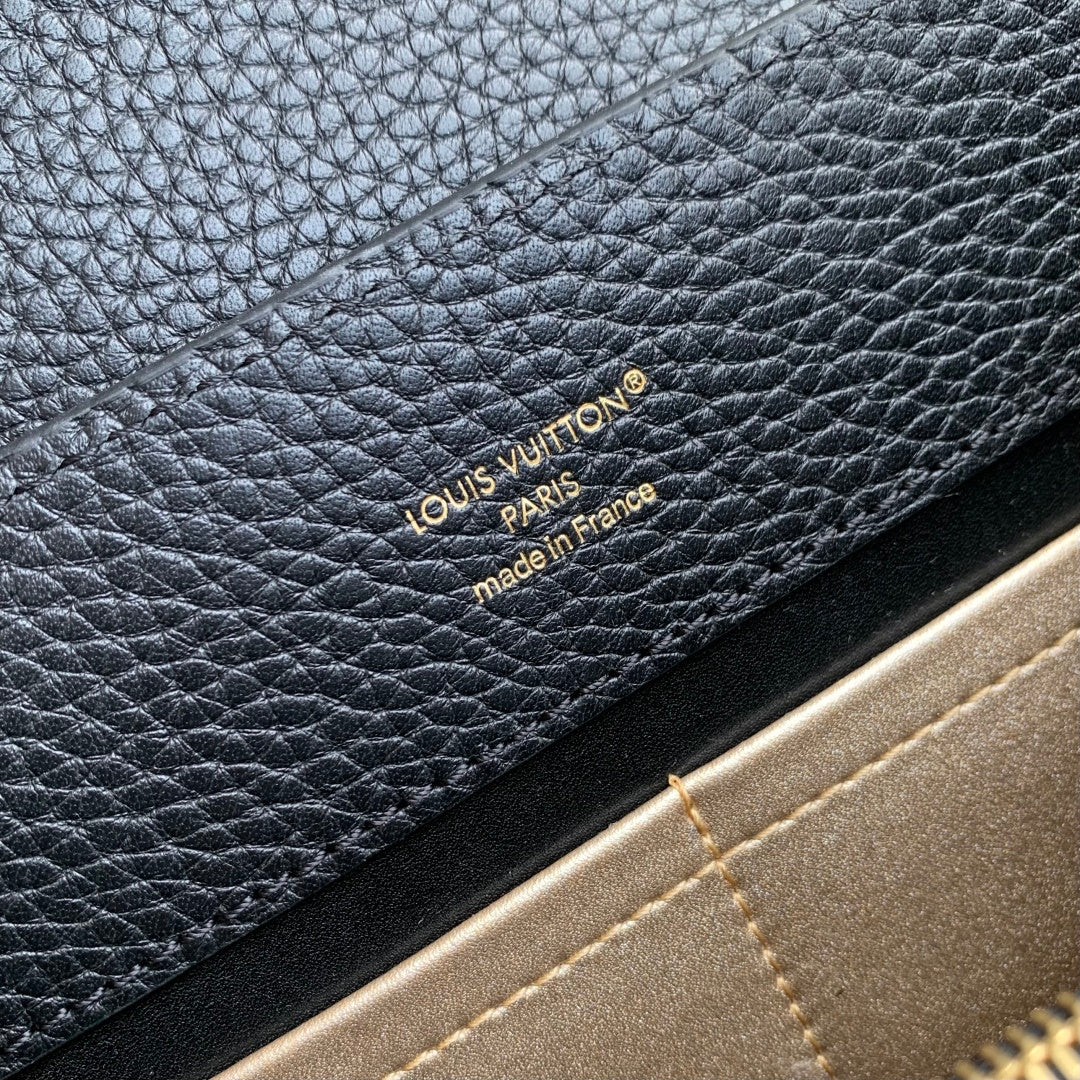 Louis Vuitton Capucines BB Bag, M52689 In Black Taurillon Leather Gold