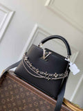 Louis Vuitton Capucines BB Bag, M52689 In Black Taurillon Leather Silver