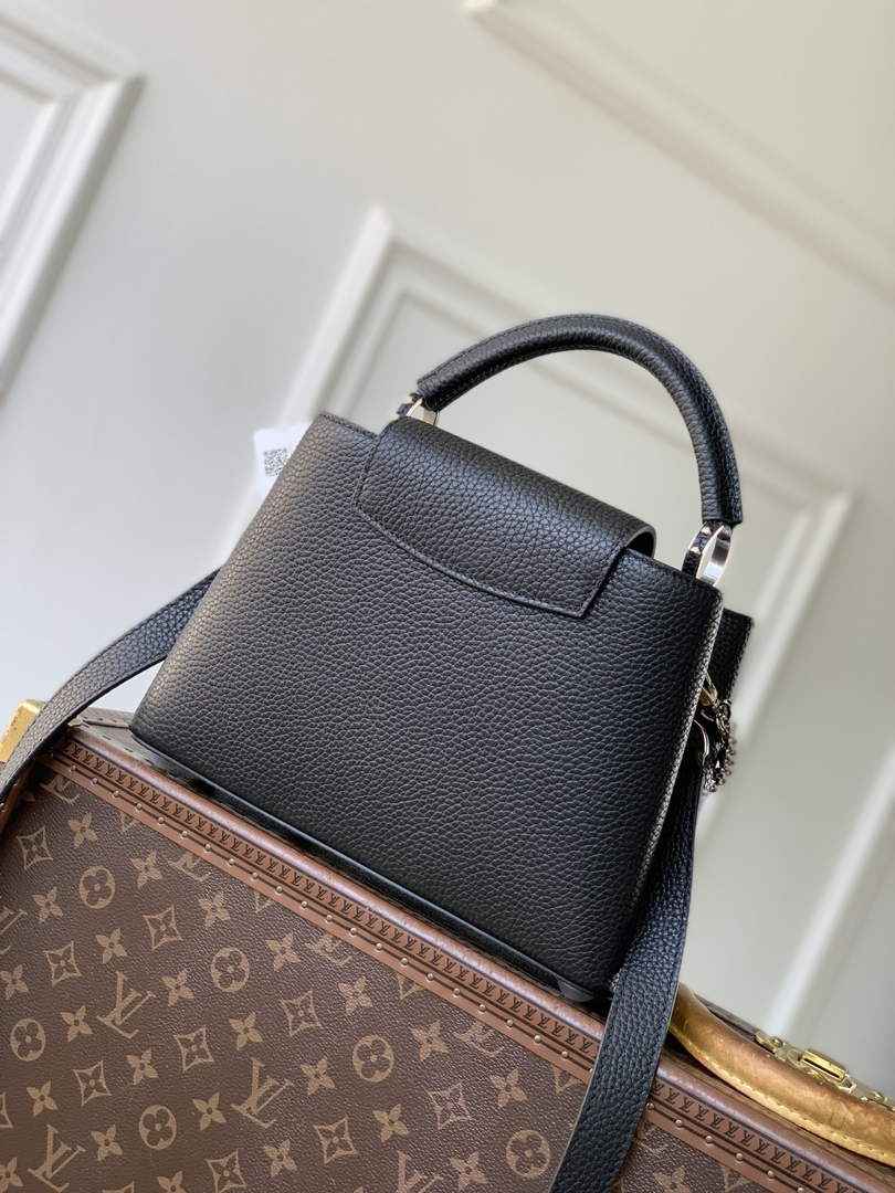 Louis Vuitton Capucines BB Bag, M52689 In Black Taurillon Leather Silver
