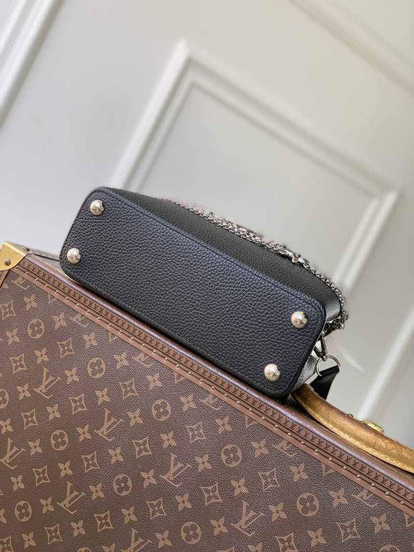 Louis Vuitton Capucines BB Bag, M52689 In Black Taurillon Leather Silver