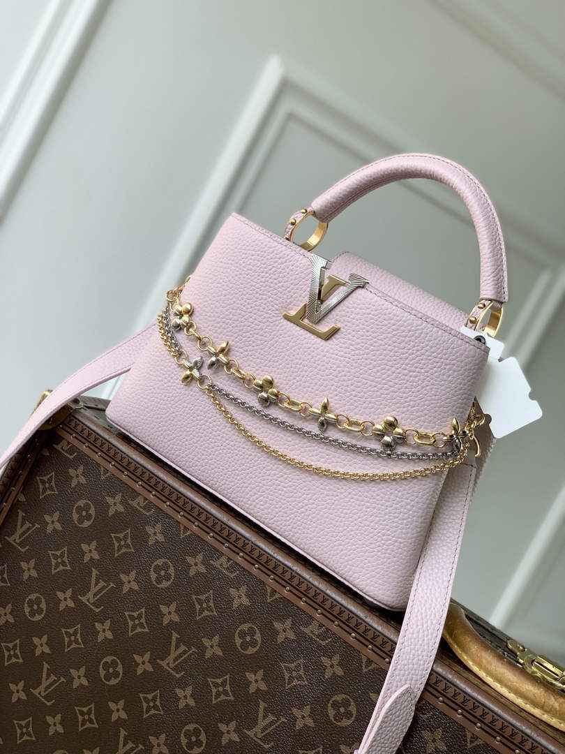 Louis Vuitton Capucines BB Bag, M52689 In Pink Taurillon Leather
