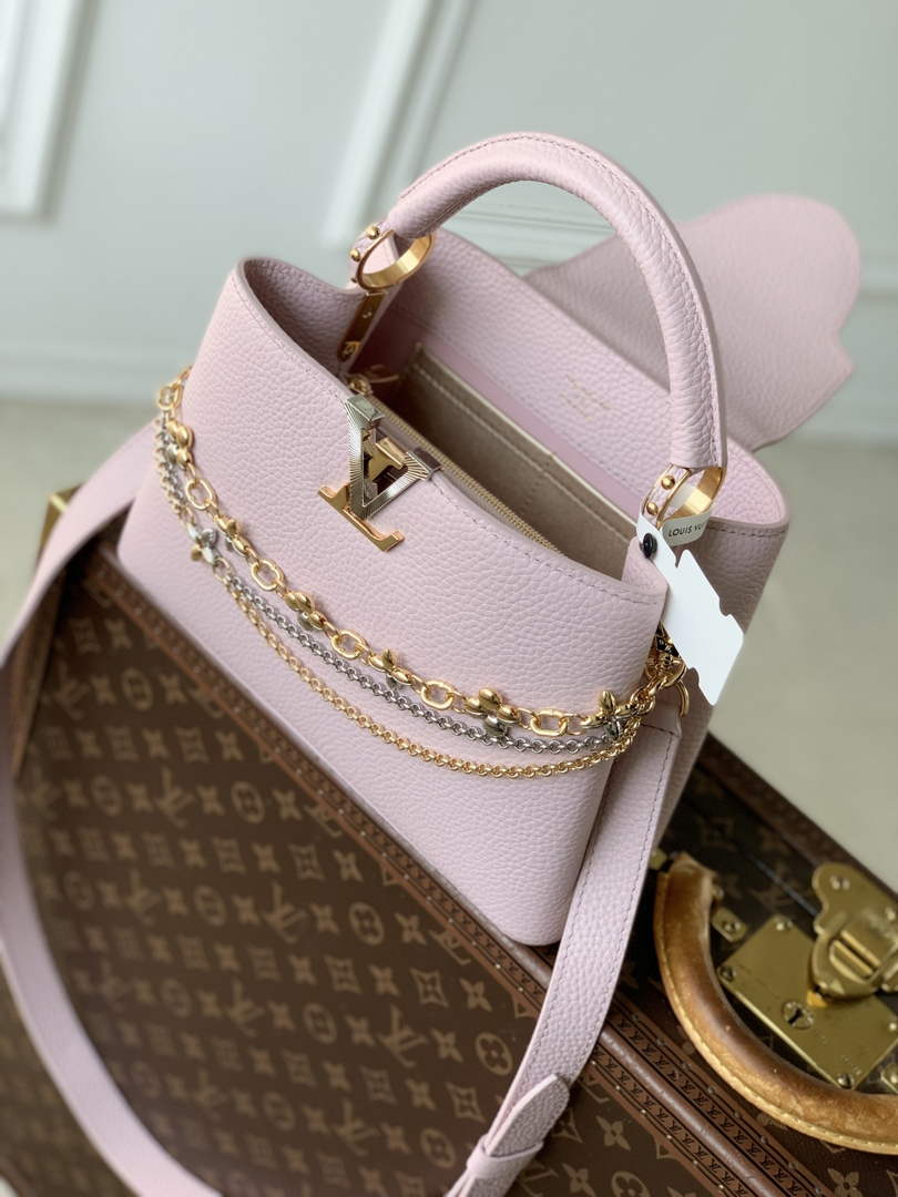 Louis Vuitton Capucines BB Bag, M52689 In Pink Taurillon Leather