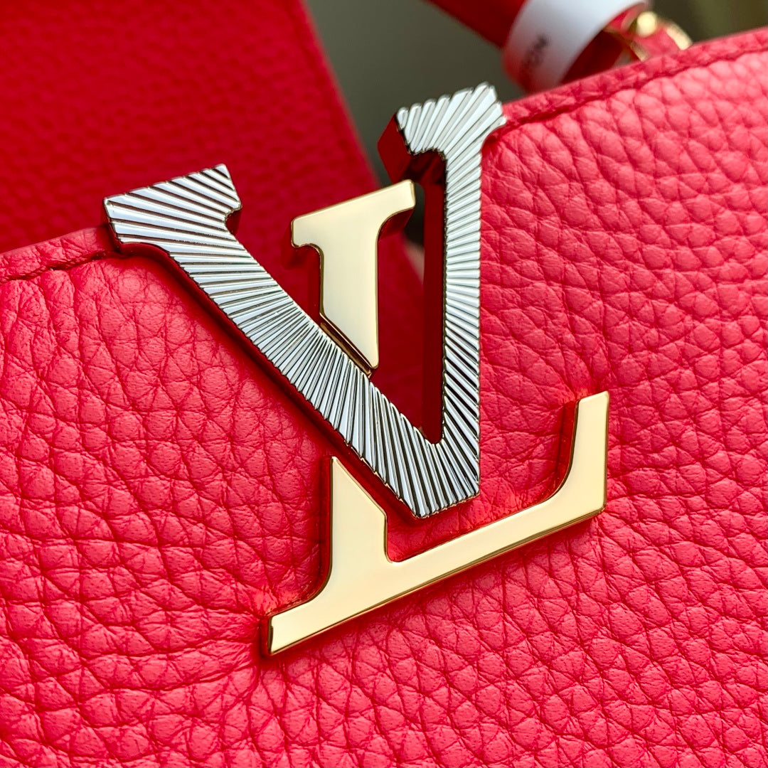 Louis Vuitton Capucines BB Bag, M52689 In Red Taurillon Leather
