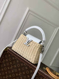 Louis Vuitton Capucines Mini Bag, M11798 White Crocodile and Rattan