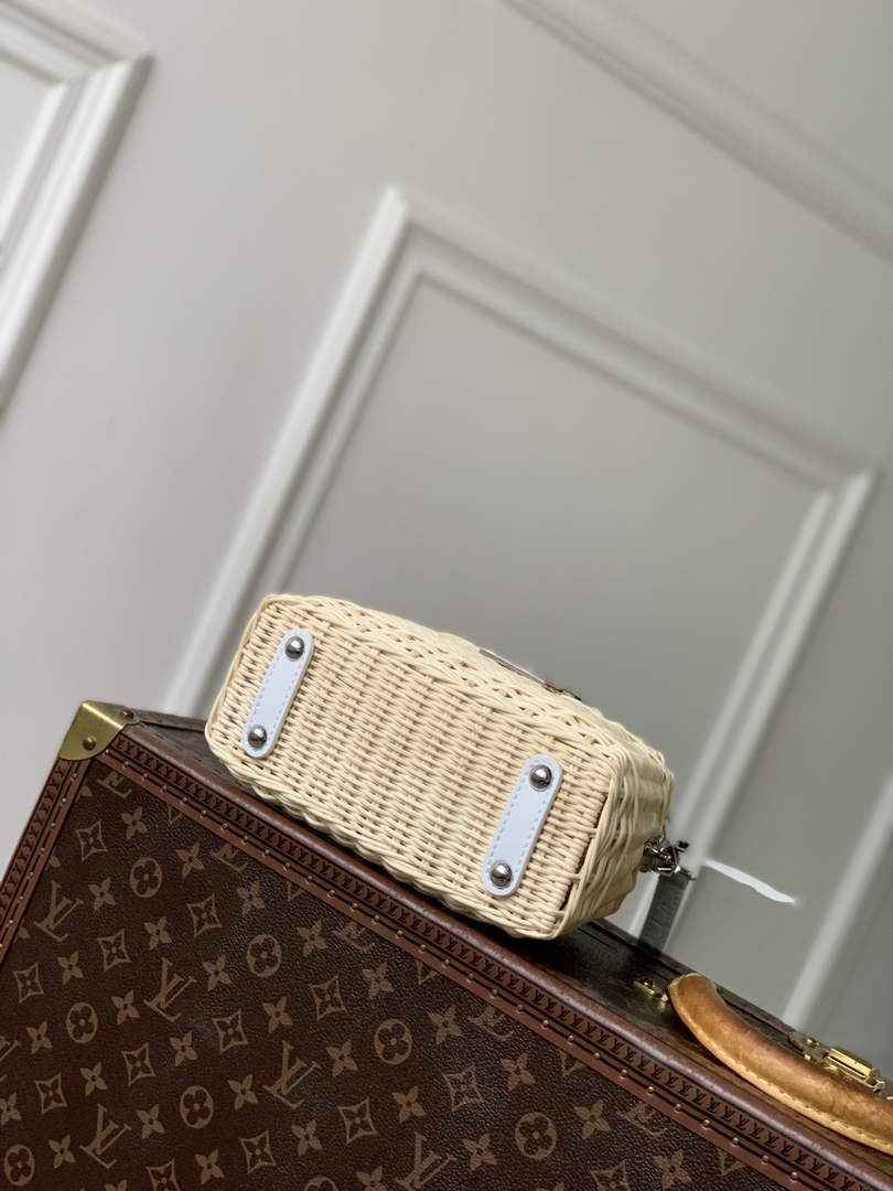 Louis Vuitton Capucines Mini Bag, M11798 White Crocodile and Rattan