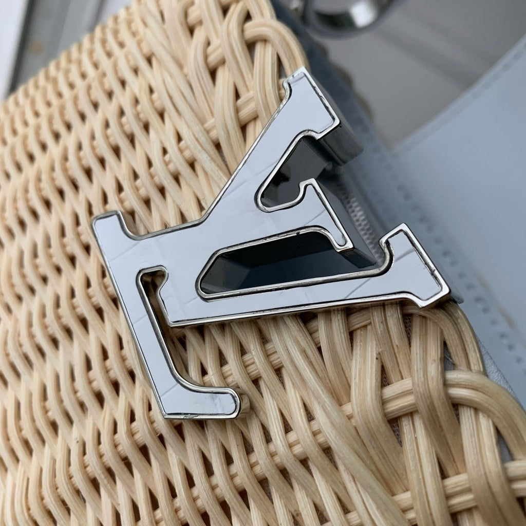Louis Vuitton Capucines Mini Bag, M11798 White Crocodile and Rattan
