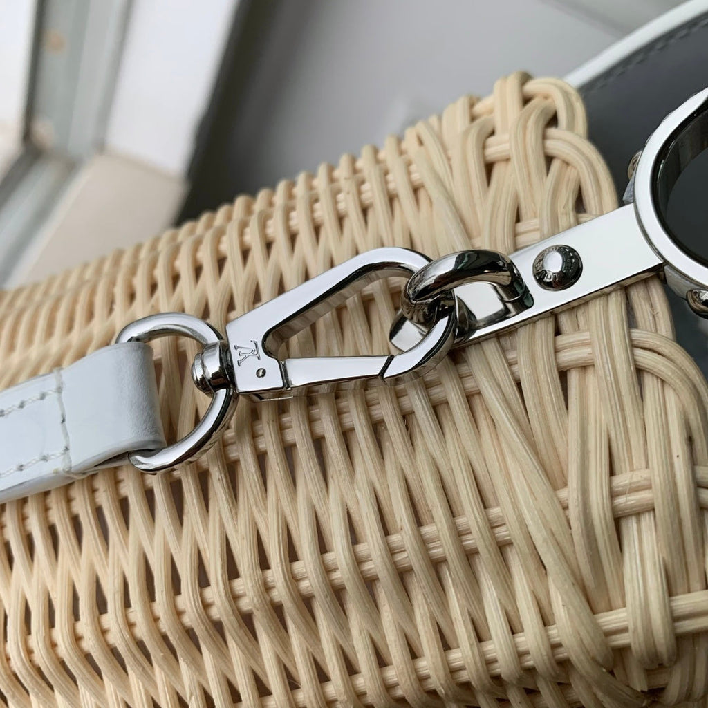 Louis Vuitton Capucines Mini Bag, M11798 White Crocodile and Rattan