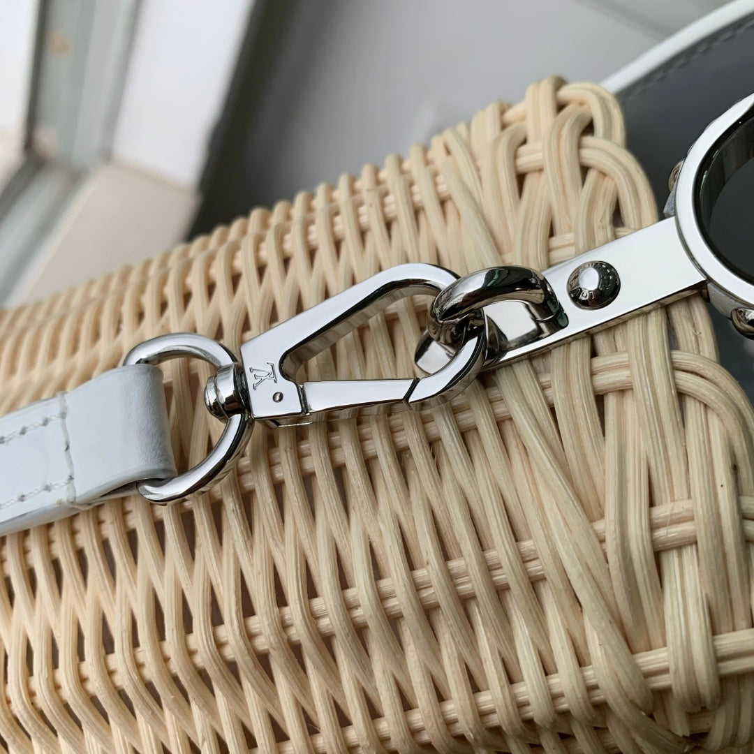 Louis Vuitton Capucines Mini Bag, M11798 White Crocodile and Rattan