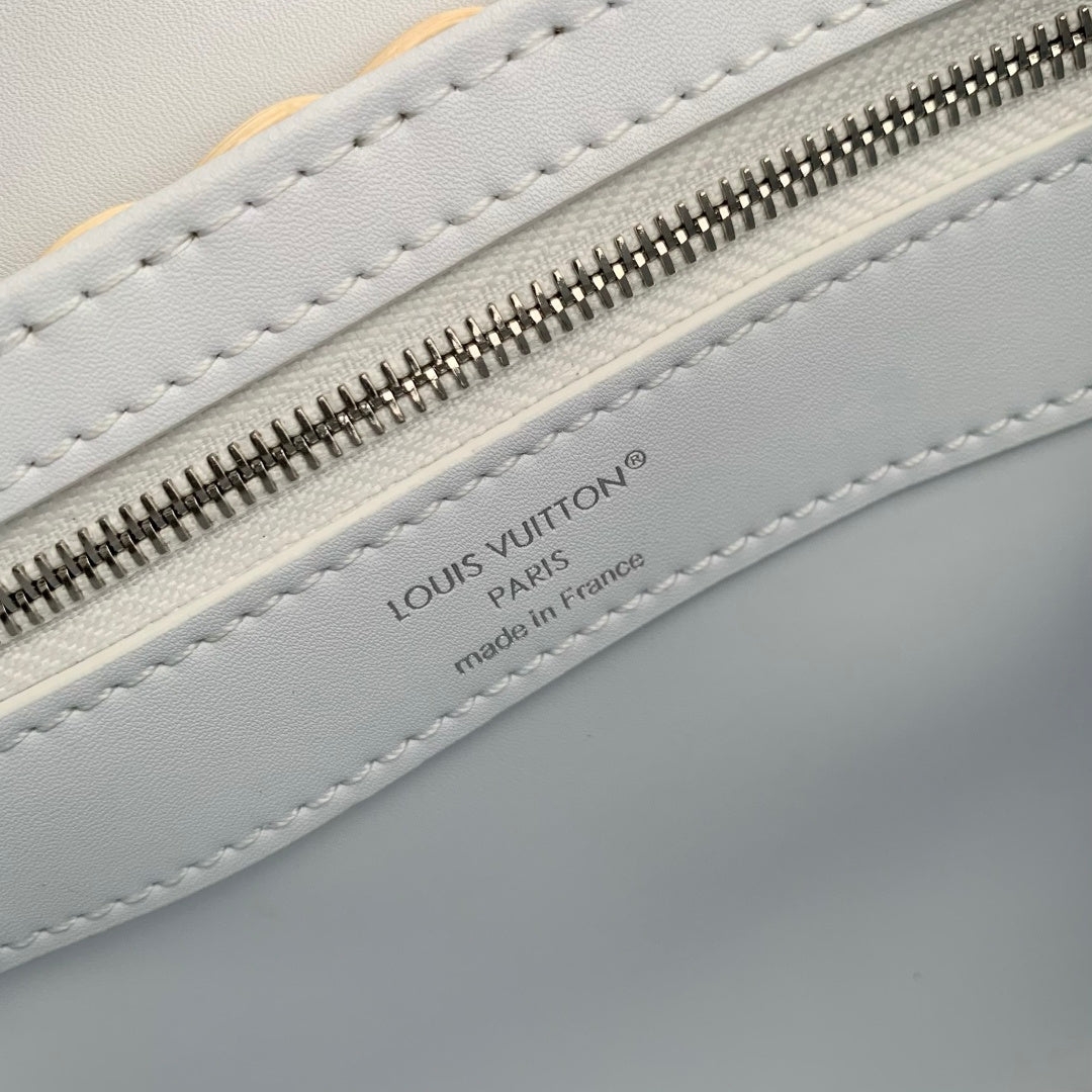 Louis Vuitton Capucines Mini Bag, M11798 White Crocodile and Rattan