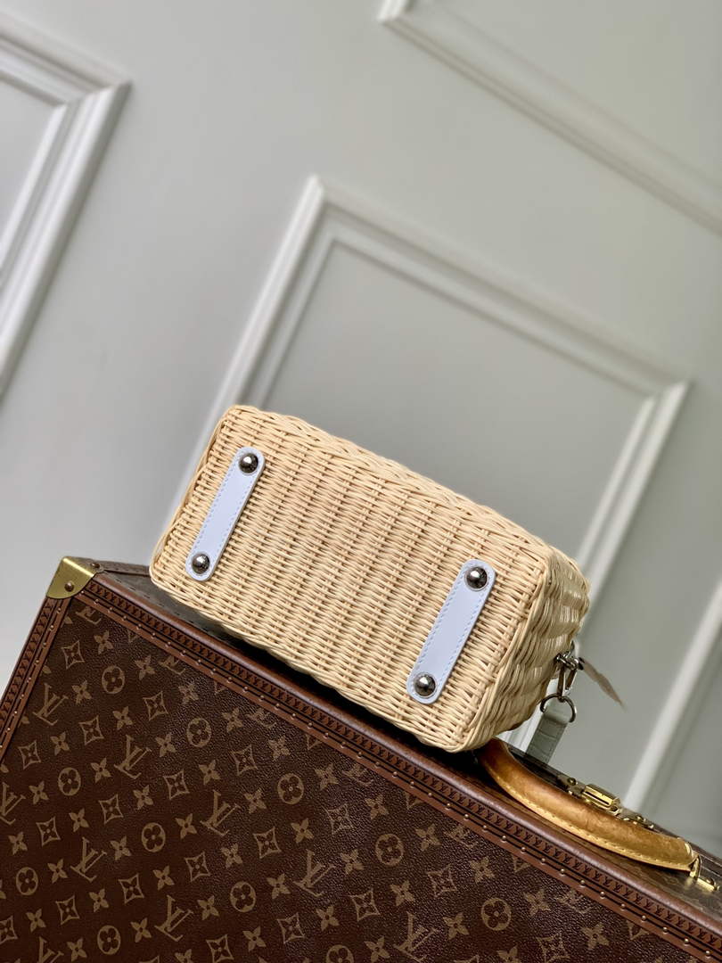 Louis Vuitton Capucines BB Bag, N88126 White Crocodile and Rattan