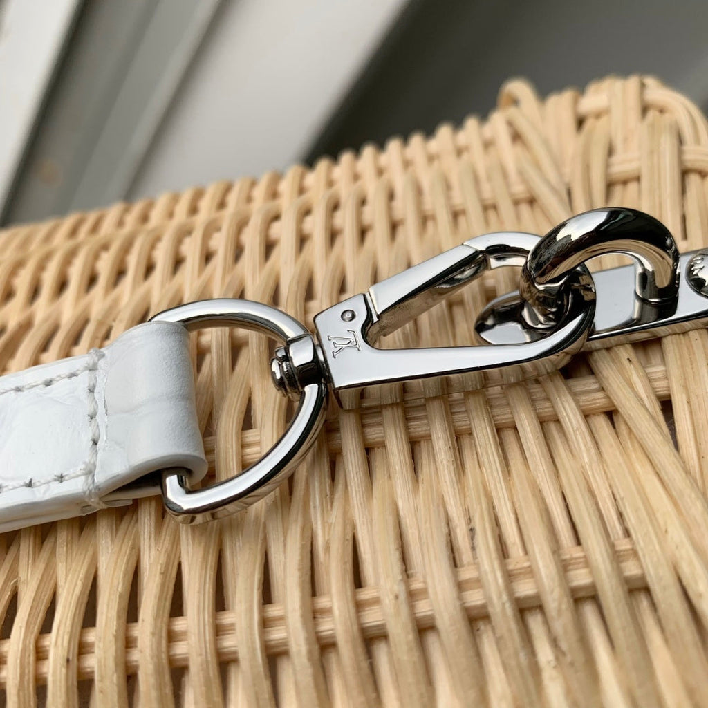 Louis Vuitton Capucines BB Bag, N88126 White Crocodile and Rattan