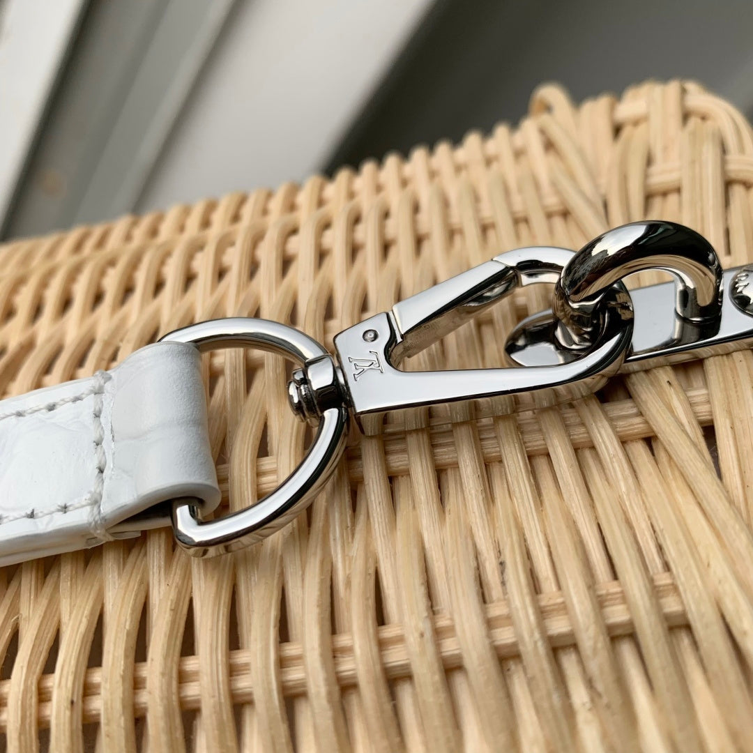 Louis Vuitton Capucines BB Bag, N88126 White Crocodile and Rattan