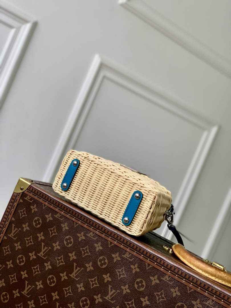 Louis Vuitton Capucines Mini Bag, M11798 Blue Crocodile and Rattan