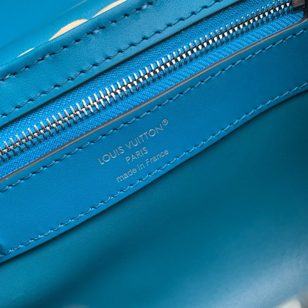 Louis Vuitton Capucines Mini Bag, M11798 Blue Crocodile and Rattan