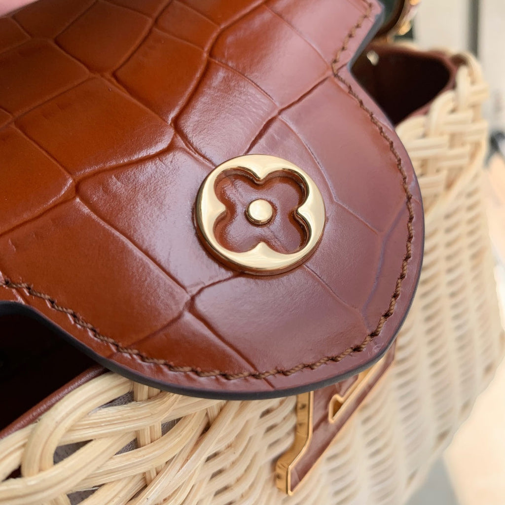 Louis Vuitton Capucines Mini Bag, M11798 Brown Crocodile and Rattan