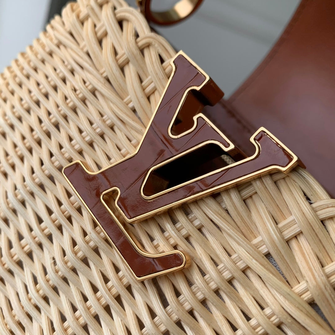 Louis Vuitton Capucines Mini Bag, M11798 Brown Crocodile and Rattan
