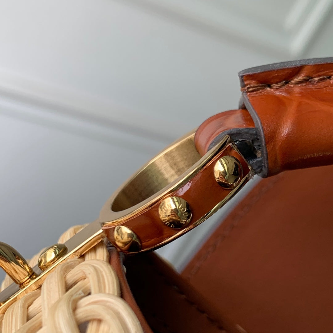 Louis Vuitton Capucines Mini Bag, M11798 Brown Crocodile and Rattan