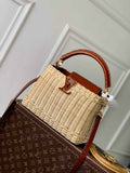 Louis Vuitton Capucines BB Bag, N88126 Brown Crocodile and Rattan