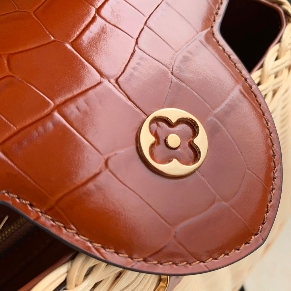 Louis Vuitton Capucines BB Bag, N88126 Brown Crocodile and Rattan