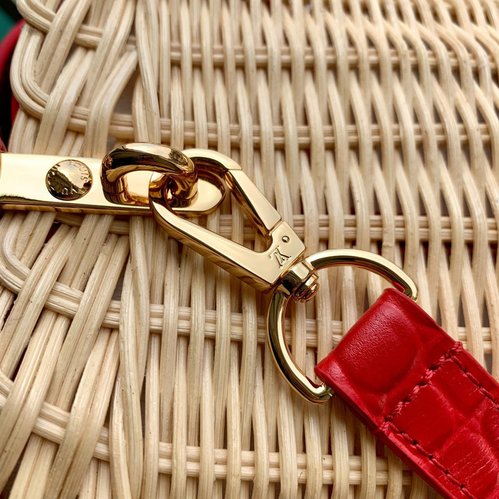 Louis Vuitton Capucines Mini Bag, M11798 Red Crocodile and Rattan