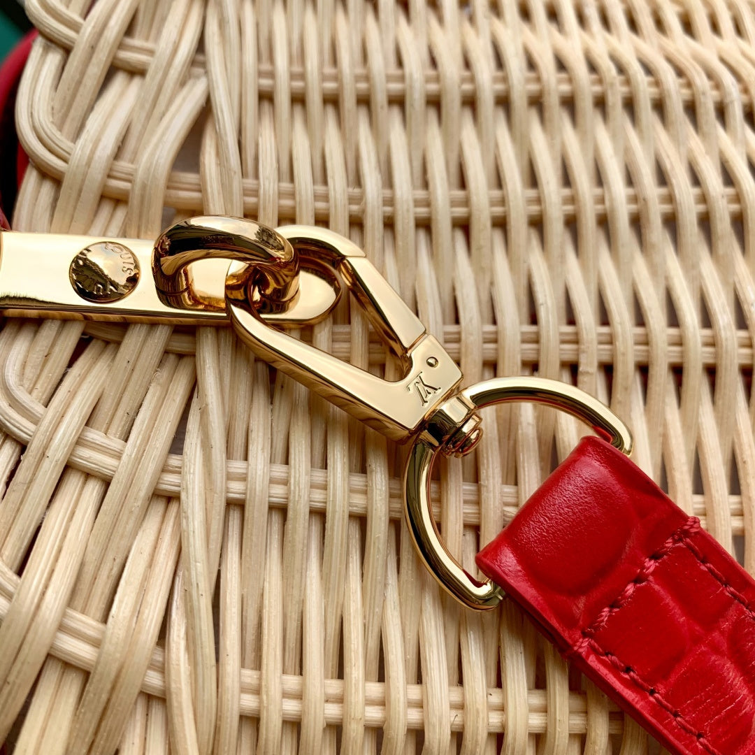 Louis Vuitton Capucines Mini Bag, M11798 Red Crocodile and Rattan