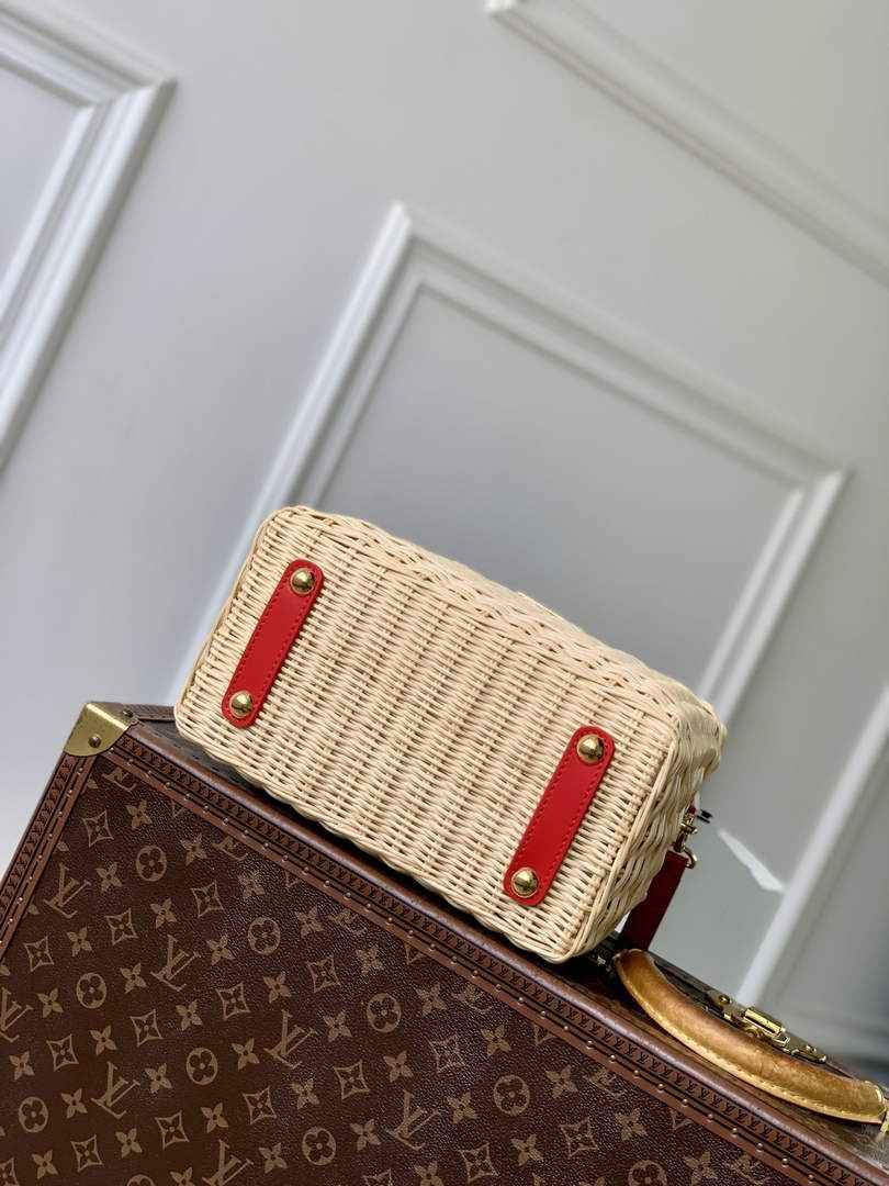 Louis Vuitton Capucines BB Bag, N88126 Red Crocodile and Rattan