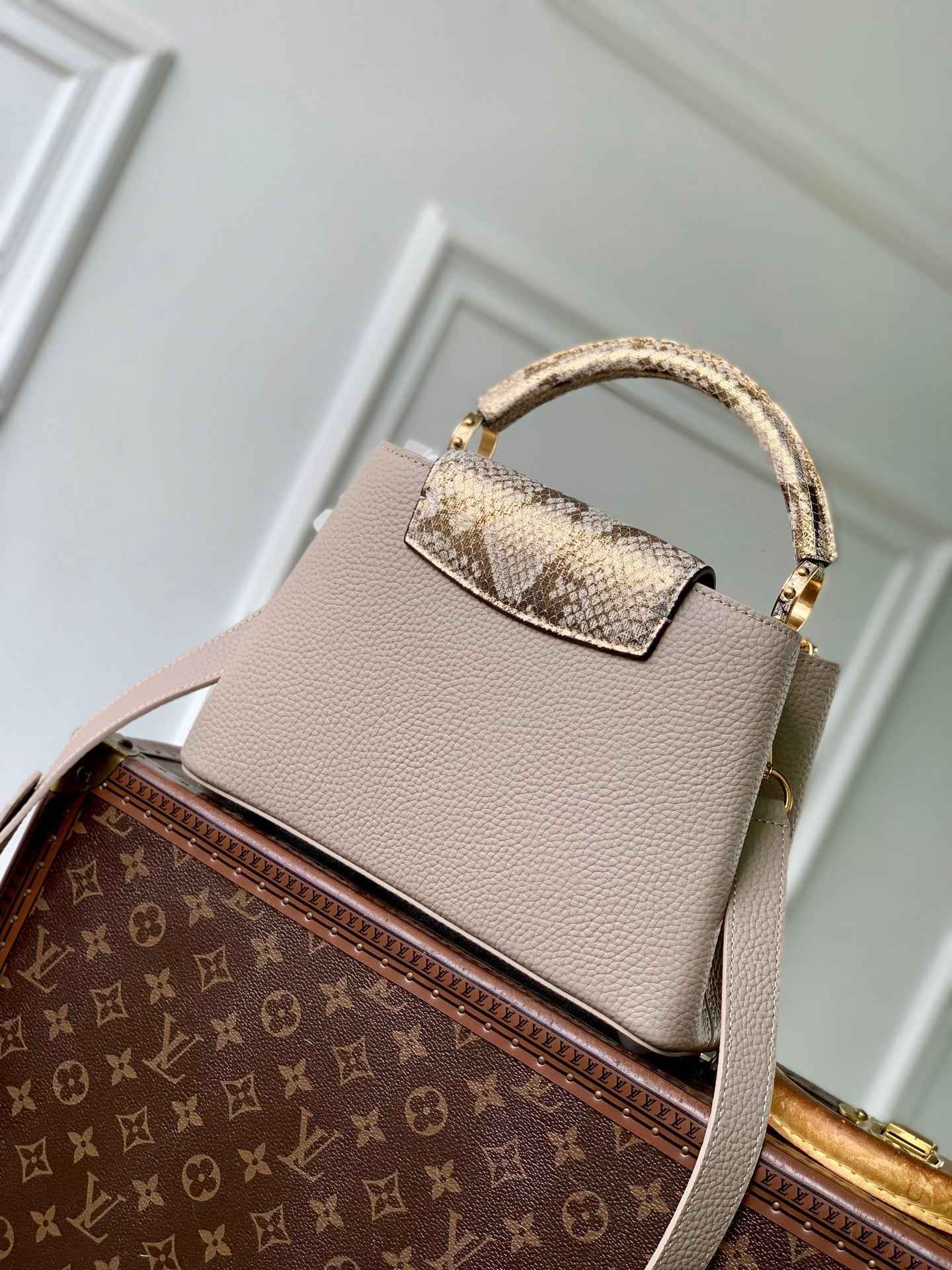 Louis Vuitton Capucines BB Bag, N89369 In Gray Taurillon Leather