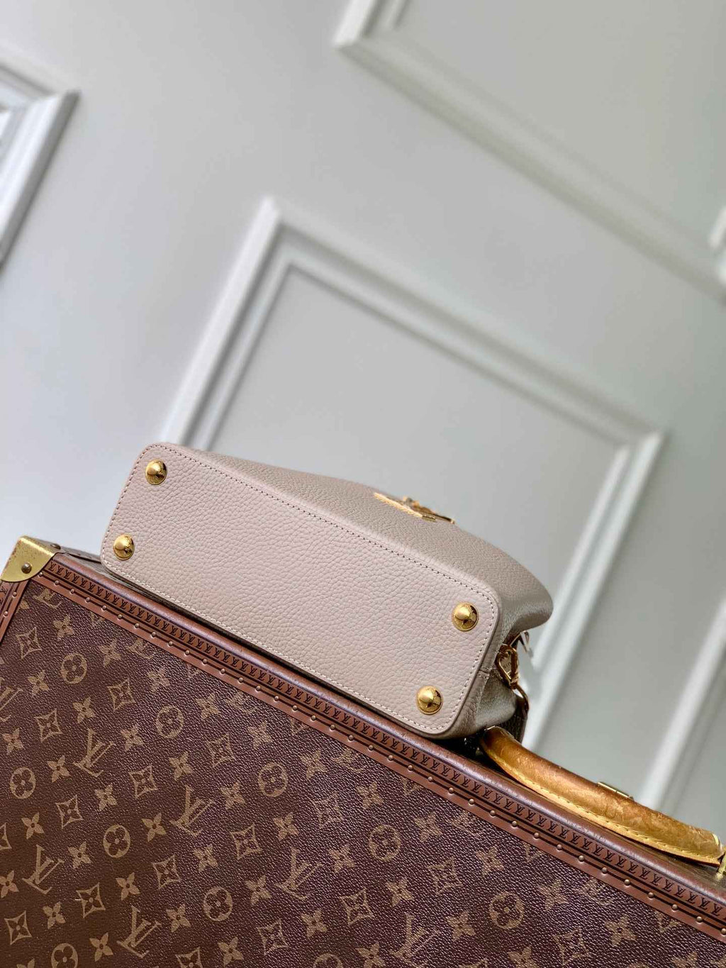 Louis Vuitton Capucines BB Bag, N89369 In Gray Taurillon Leather