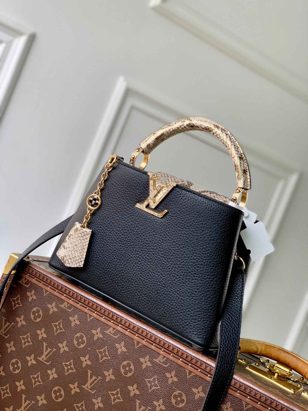 Louis Vuitton Capucines BB Bag, N89369 In Black Taurillon Leather