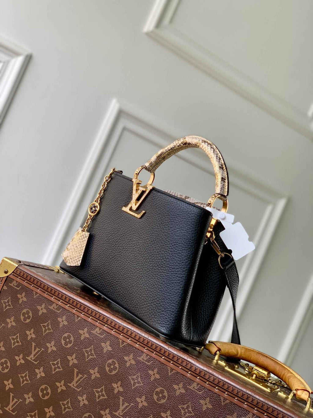 Louis Vuitton Capucines BB Bag, N89369 In Black Taurillon Leather