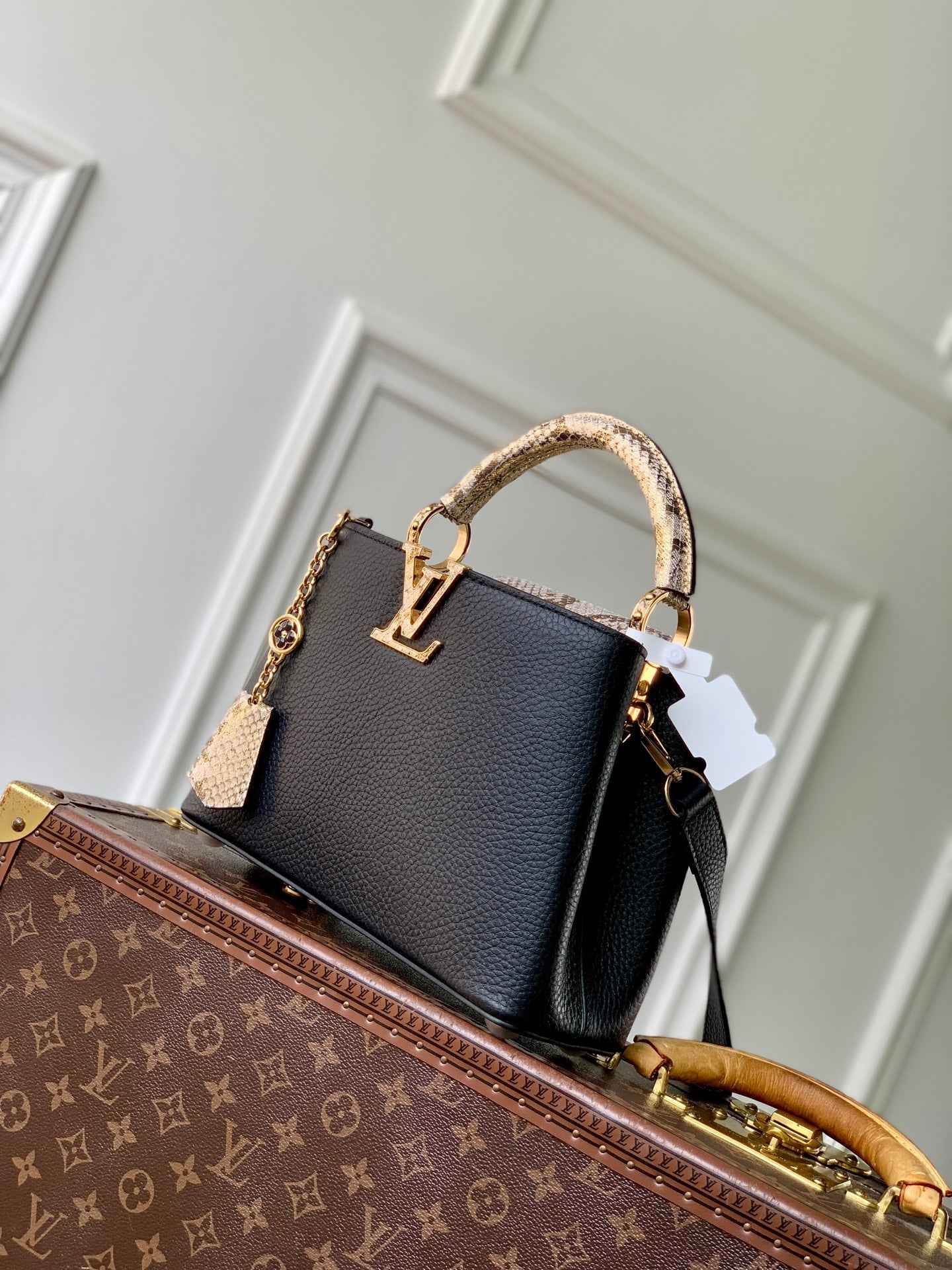 Louis Vuitton Capucines BB Bag, N89369 In Black Taurillon Leather