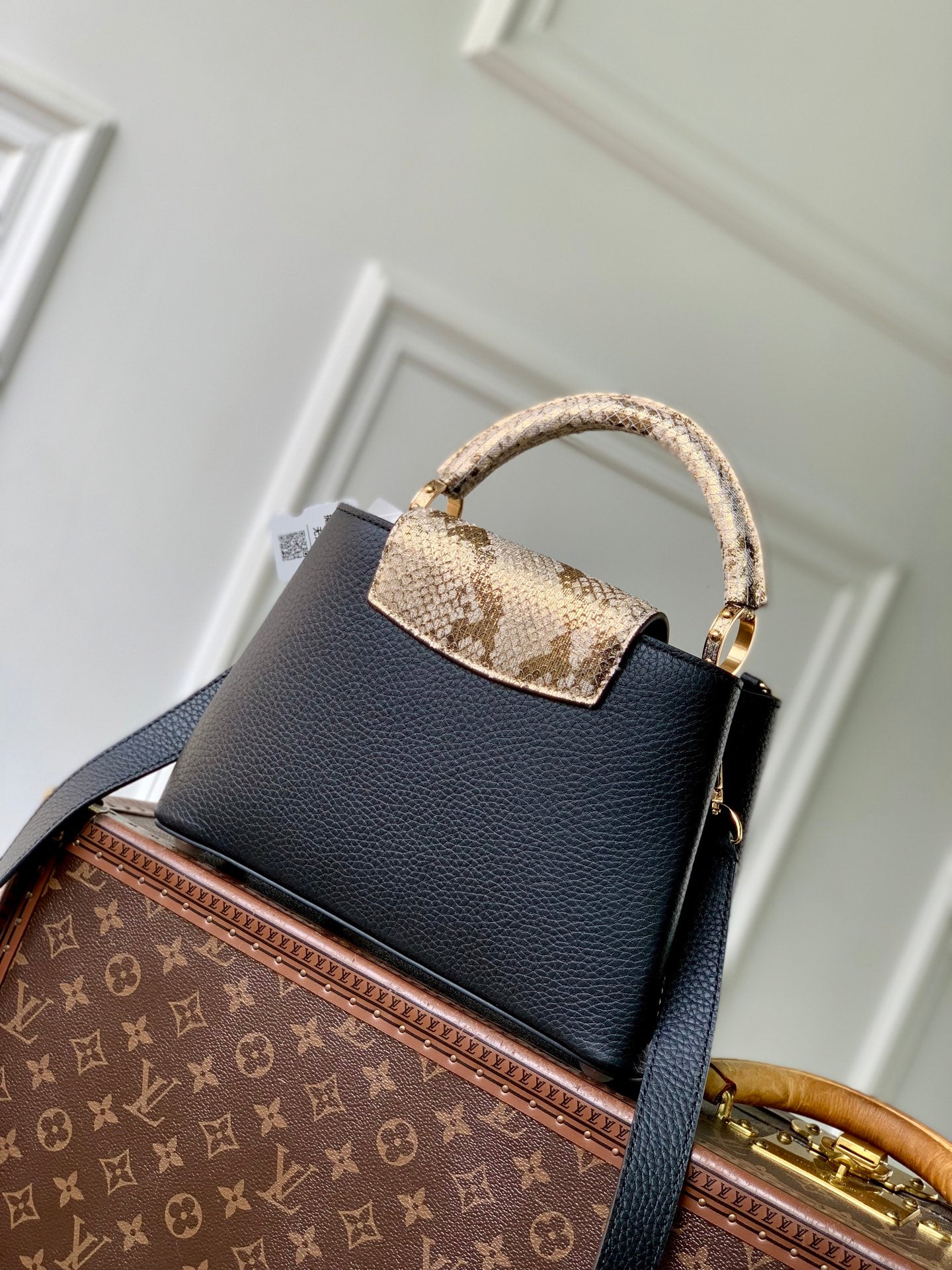 Louis Vuitton Capucines BB Bag, N89369 In Black Taurillon Leather